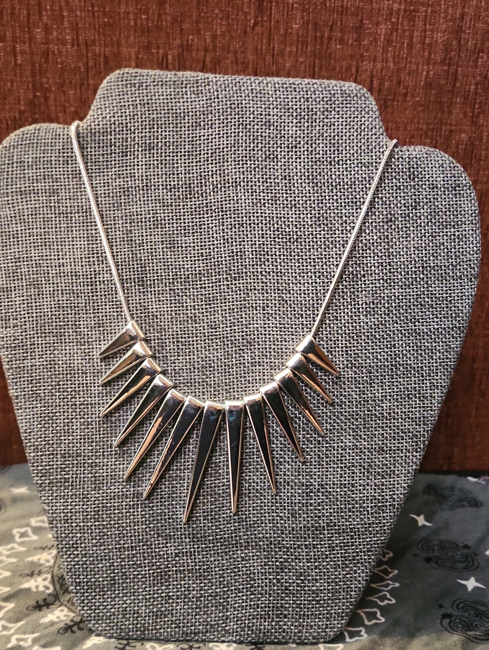 Express Silver-Tone Spike Bib Necklace